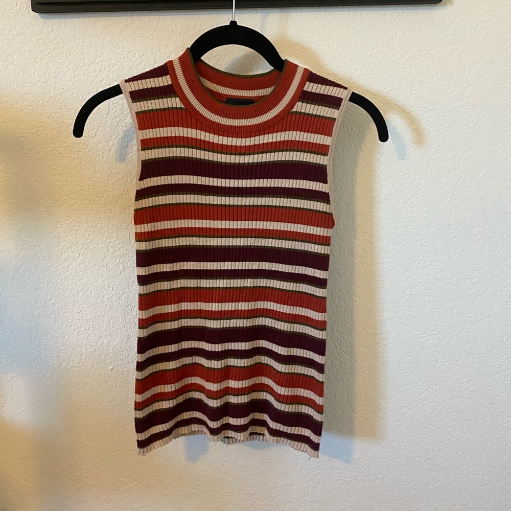 Orange Striped Sweater Tank